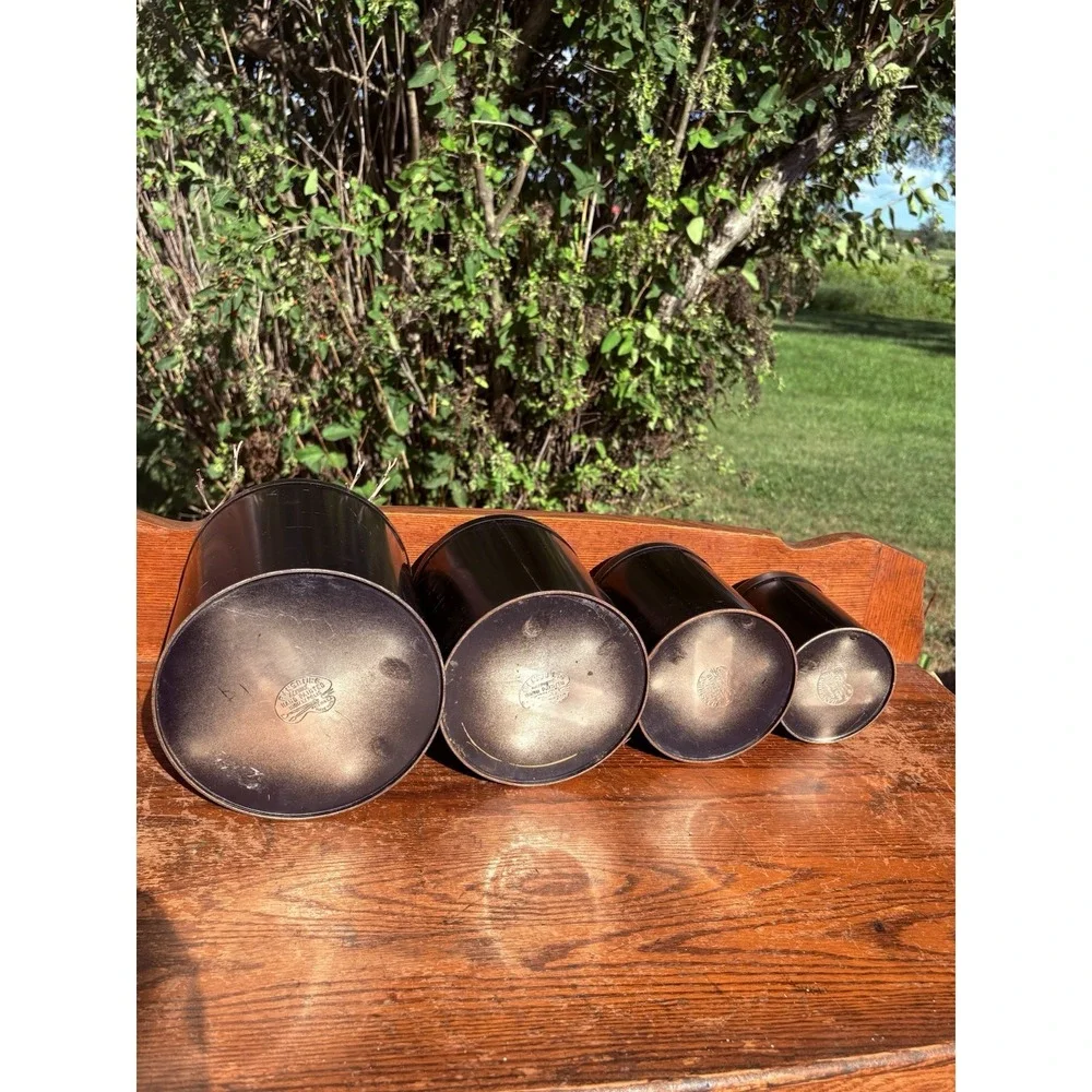 Vintage Ransburg Black Rooster Canister Set Of 4 Metal  50s 60s Farmhouse Decor